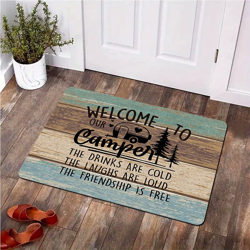 Outdoor Camping Quotes - Tapete de Entrada Antiderrapante para Cabana,