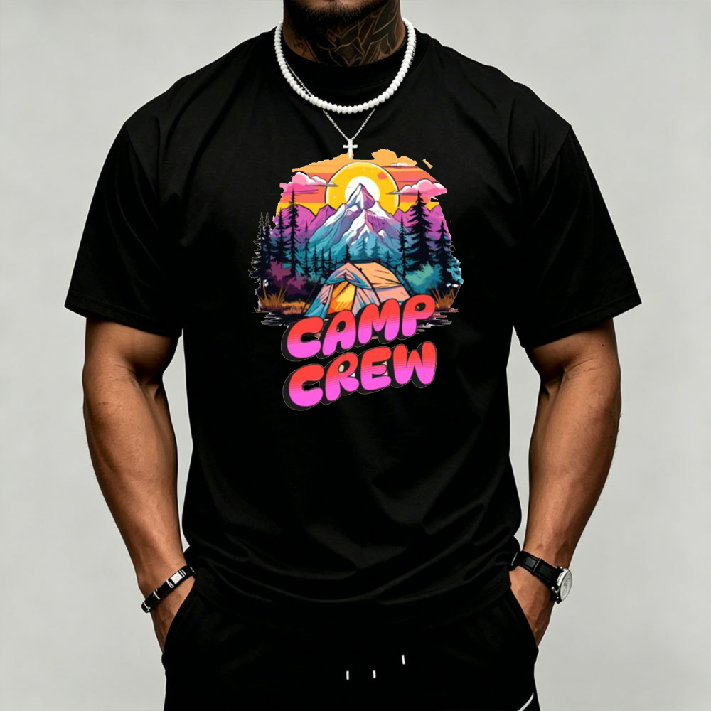 Outdoor Camping Quotes - Camiseta Masculina com Estampa de Montanha