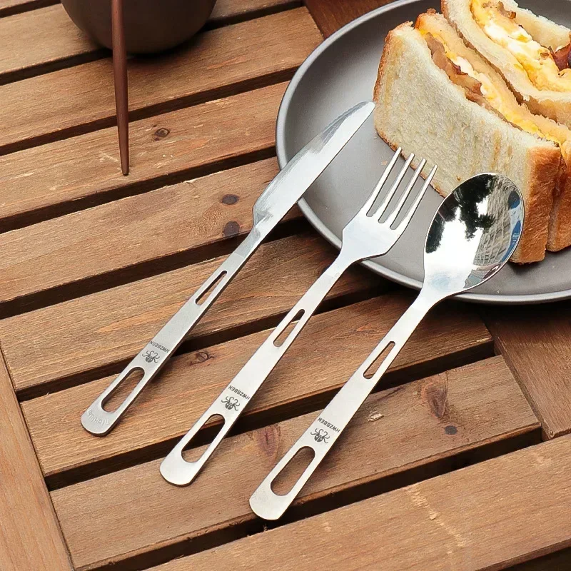 Outdoor Camping Kitchen Table - HWZBBEN-Titanium Tableware Set, garfo, colher, faca,