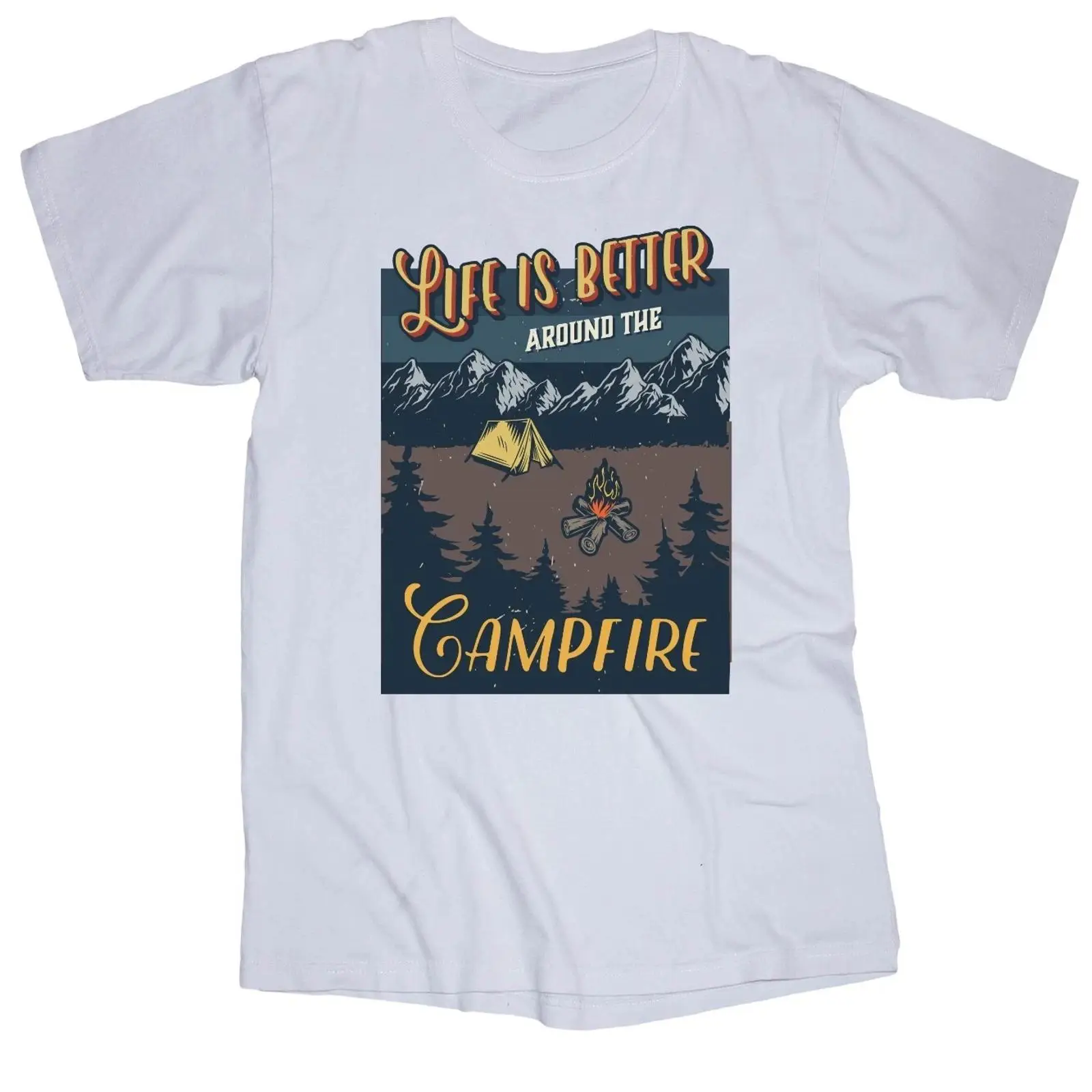 Outdoor Camping Quotes - Camiseta branca com estampa vintage “Life