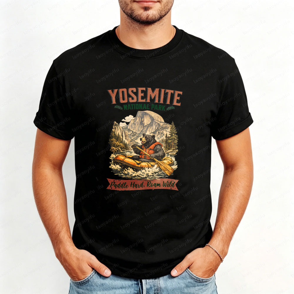 Outdoor Camping Yosemite - Camiseta gráfica retrô do Parque Nacional