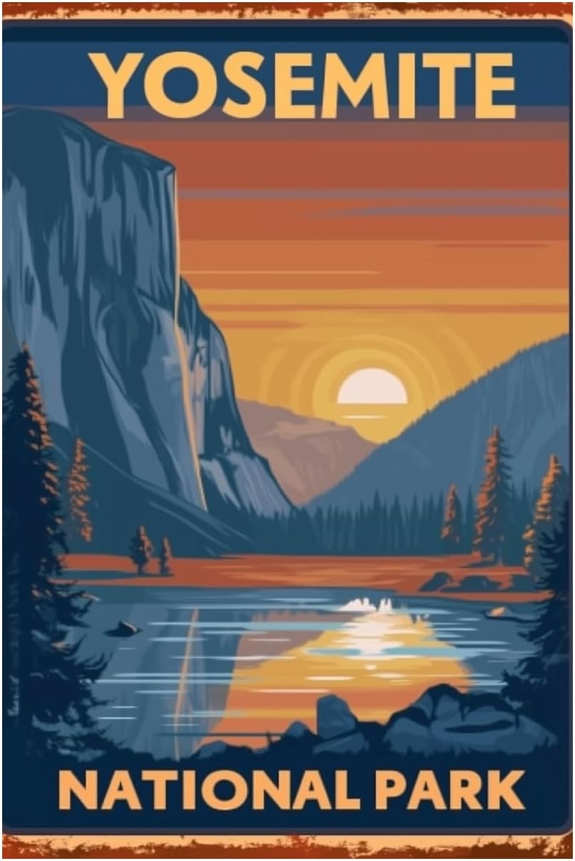 Outdoor Camping Yosemite - Placa de metal para caminhadas e