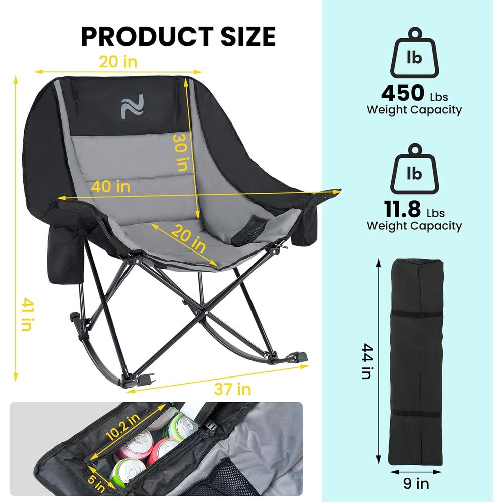 Cadeira de Balanço Portátil pa - Outdoor Camping Rocking Chair avaliação e preço