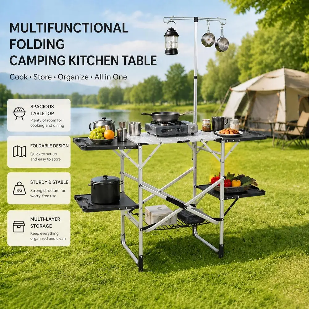 Mesa de Cozinha Portátil para  - Outdoor Camping Kitchen Table avaliação e preço