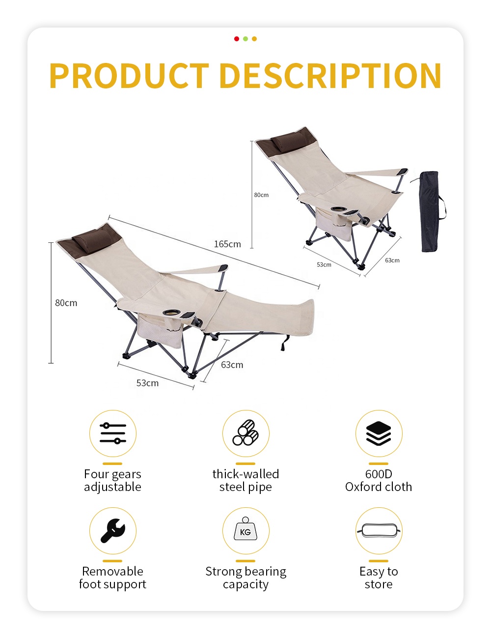 Cadeira Reclinável Portátil e  - Outdoor Camping Folding Chair avaliação e preço