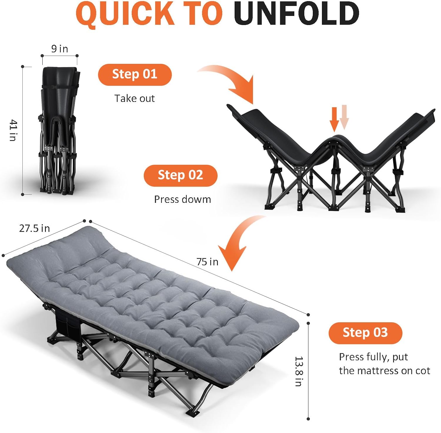 Cama de Camping para Adultos c - Outdoor Camping Cot avaliação e preço